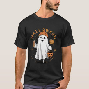 Halloween Ghost Drinking Coffee Ghost Ice Coffee M T-Shirt