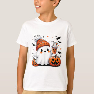 Halloween Ghost Drinking Coffee Ghost Ice Coffee M T-Shirt