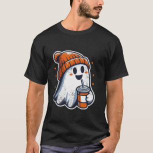 Halloween Ghost Drinking Coffee Ghost Ice Coffee M T-Shirt
