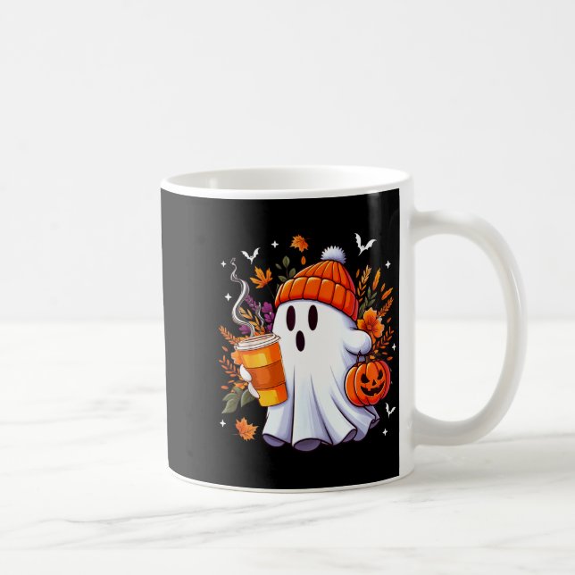 Halloween Ghost Drinking Ice Coffee Lover Ghost Gi Mug (Right)