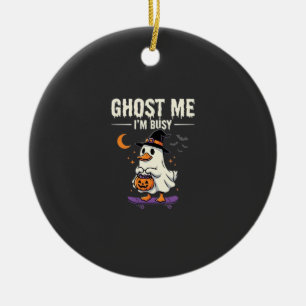 Halloween Ghost Duck Skateboard Design_1 Ceramic Tree Decoration
