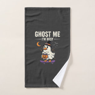Halloween Ghost Duck Skateboard Design_1 Hand Towel