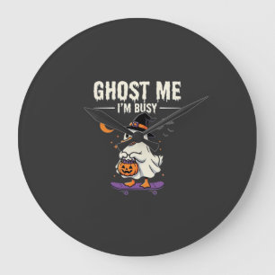 Halloween Ghost Duck Skateboard Design_1 Large Clock