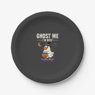 Halloween Ghost Duck Skateboard Design_1 Paper Plate