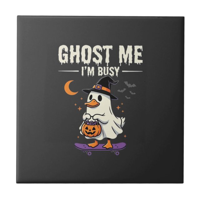 Halloween Ghost Duck Skateboard Design_1 Tile (Front)