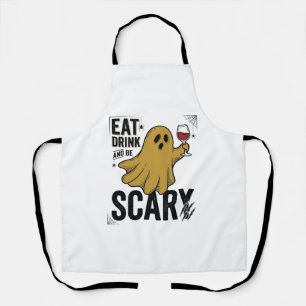 Halloween Ghost Eat Drink And Be Scary Vintage_1 Apron