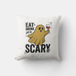 Halloween Ghost Eat Drink And Be Scary Vintage_1 Cushion