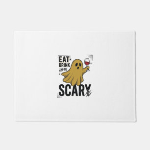 Halloween Ghost Eat Drink And Be Scary Vintage_1 Doormat