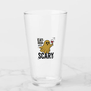 Halloween Ghost Eat Drink And Be Scary Vintage_1 Glass