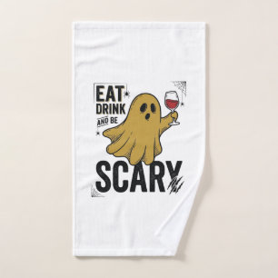 Halloween Ghost Eat Drink And Be Scary Vintage_1 Hand Towel