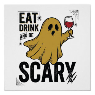 Halloween Ghost Eat Drink And Be Scary Vintage_1 Poster