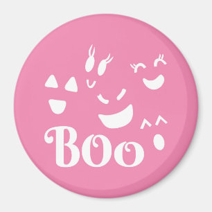 Halloween Ghost Face Pink and White Magnet