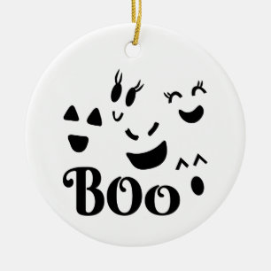 Halloween Ghost Faces Boo Ceramic Tree Decoration