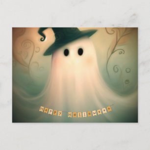 Halloween/Ghost/Fall/Whimsical Postcard