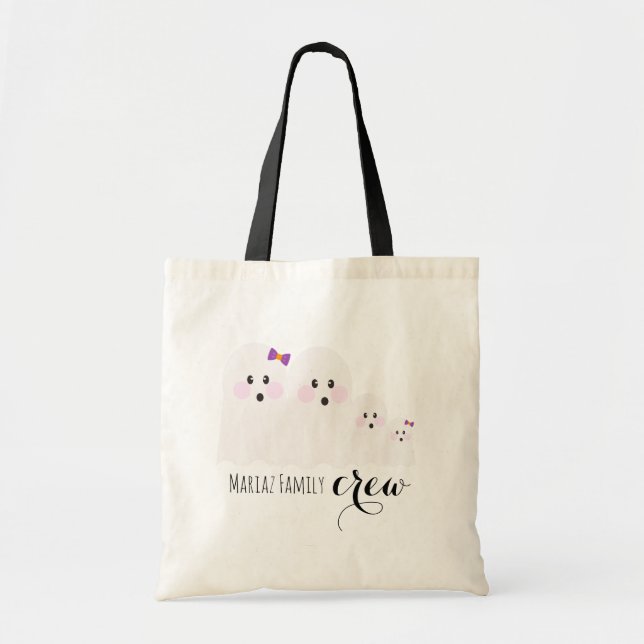 Halloween Ghost Family Name Crew Mum Dad Sibling Tote Bag (Front)