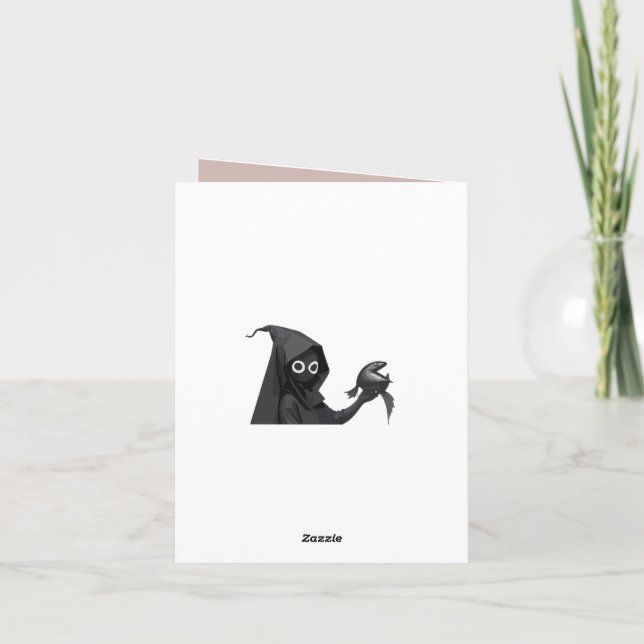 Halloween Ghost Fish Noodling  Card (Back)