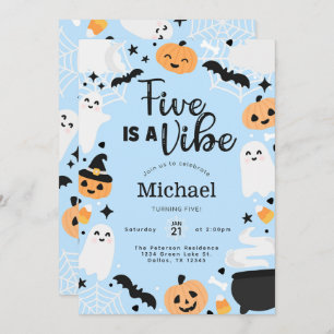 Halloween Ghost Five is A Vibe 5th Birthday Party Invitation