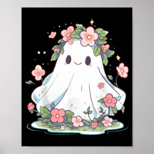 Halloween Ghost Flower Women Girls Halloween Poster