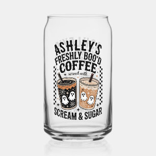 Halloween Ghost Freshly Boo'd Coffee Custom Can Glass