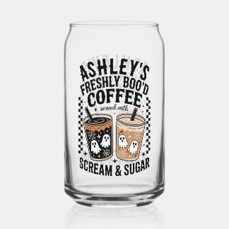 Halloween Ghost Freshly Boo'd Coffee Custom Can Glass