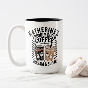 Halloween Ghost Freshly Boo'd Coffee Custom Two-Tone Coffee Mug