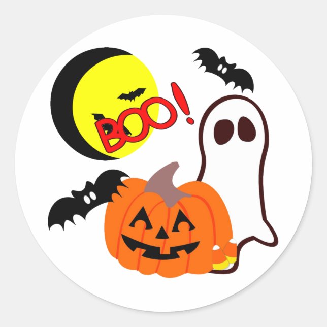 Halloween Ghost Friends Classic Round Sticker (Front)