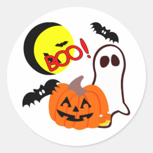Halloween Ghost Friends Classic Round Sticker