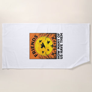 Halloween Ghost Friends Funny Vintage Horror_1 Beach Towel