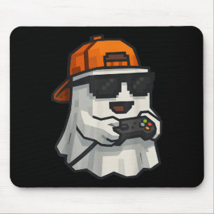 Halloween Ghost Gamer Funny Pixel Video Gaming Boy Mouse Mat