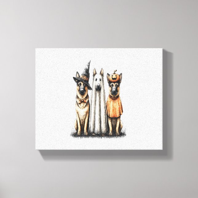 Halloween Ghost German Shepherd Dog Canvas Print (Front)