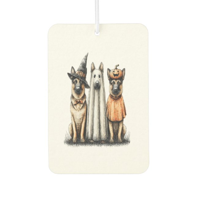 Halloween Ghost German Shepherd Dog Car Air Freshener (Front)