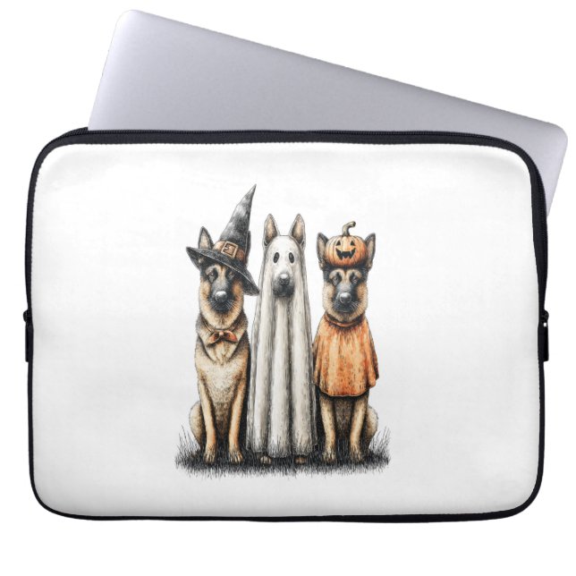 Halloween Ghost German Shepherd Dog Laptop Sleeve (Front)