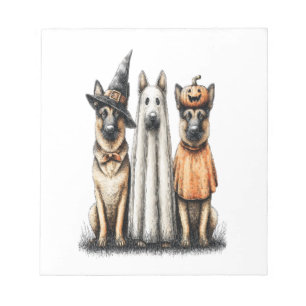 Halloween Ghost German Shepherd Dog Notepad