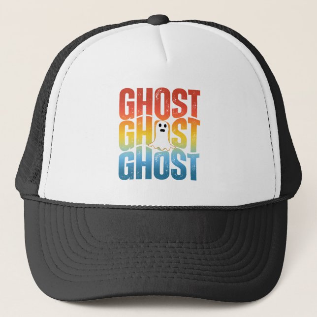 HALLOWEEN GHOST GHOST GHOST  TRUCKER HAT (Front)