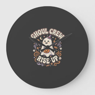 Halloween Ghost Ghoul Squad Large Clock