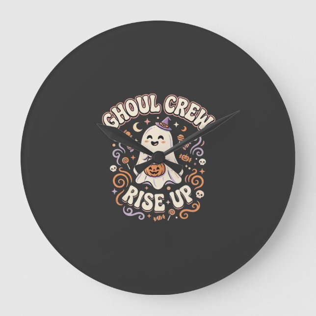 Halloween Ghost Ghoul Squad Large Clock (Front)