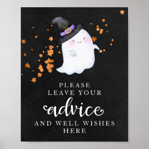 Halloween Ghost Girl Baby Shower Advice Sign