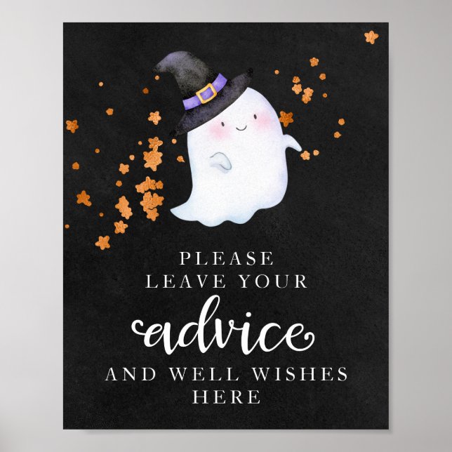 Halloween Ghost Girl Baby Shower Advice Sign (Front)