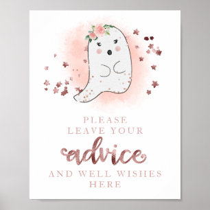 Halloween Ghost Girl Baby Shower Advice Sign