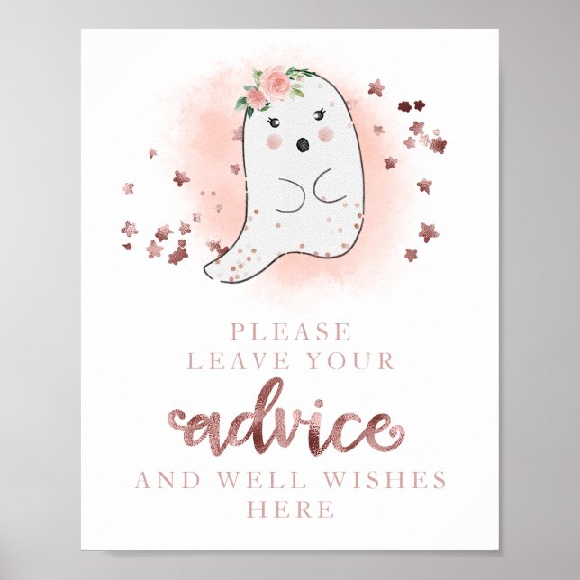 Halloween Ghost Girl Baby Shower Advice Sign (Front)