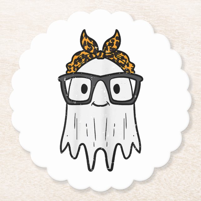 Halloween Ghost Glasses Cute Paper Coaster (Front)