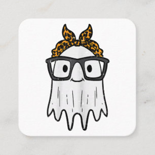 Halloween Ghost Glasses Cute Square Business Card