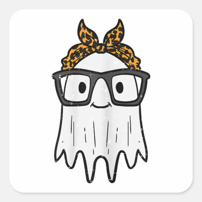 Halloween Ghost Glasses Cute Square Sticker (Front)