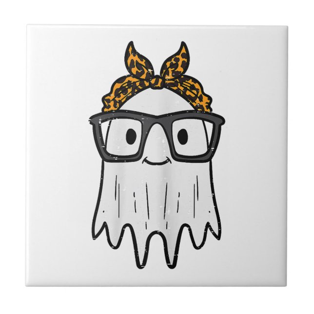 Halloween Ghost Glasses Cute Tile (Front)
