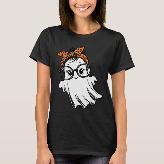 Halloween Ghost Gles Girl Ghost Costume Eyegl Wome T-Shirt (Front)