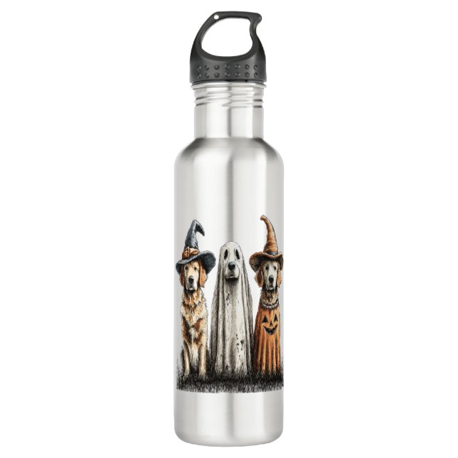 Halloween Ghost Golden Retriever Dog 710 Ml Water Bottle (Front)