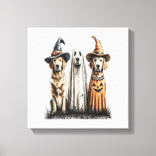 Halloween Ghost Golden Retriever Dog Canvas Print