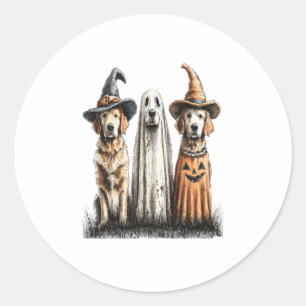 Halloween Ghost Golden Retriever Dog Classic Round Sticker