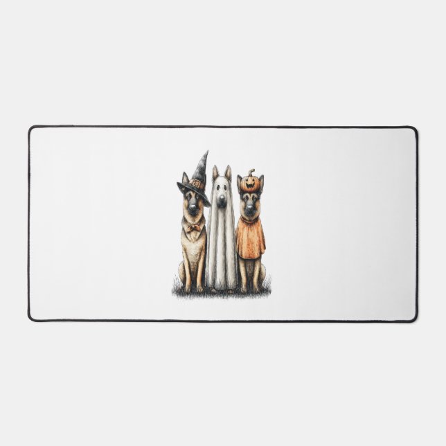 Halloween Ghost Golden Retriever Dog Desk Mat (Front)