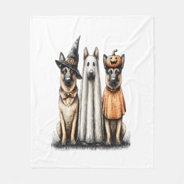 Halloween Ghost Golden Retriever Dog Fleece Blanket (Front)